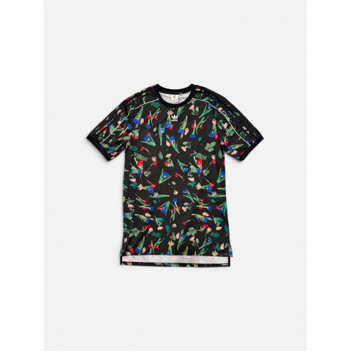 Adidas Originals Floral T-Shirt Φόρεμα Μαύρο